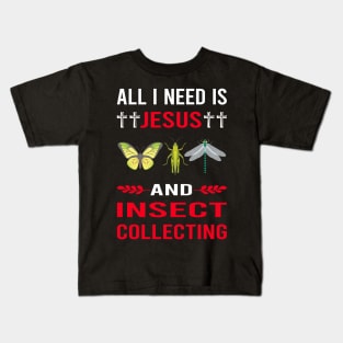 I Need Jesus And Insect Collecting Collector Collect Insects Bug Bugs Entomology Entomologist Kids T-Shirt